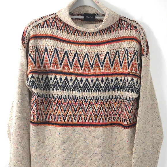 Cliche Oatmeal Turtleneck Sweater Gift 
